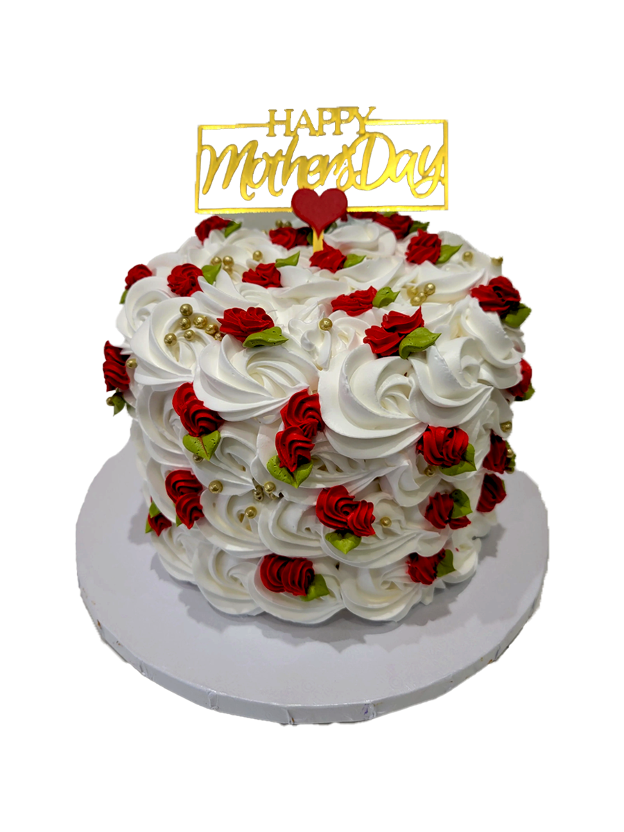 Red & White Rosette Mother's Day Cake