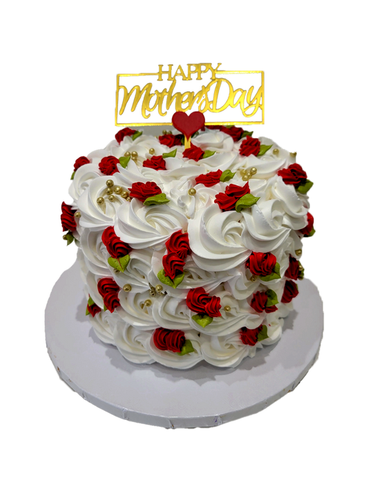 Red & White Rosette Mother's Day Cake