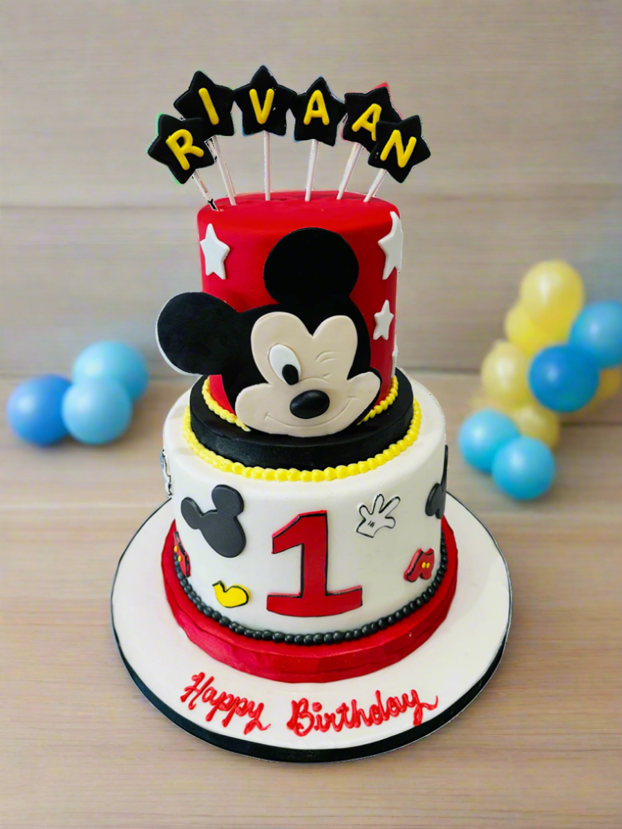 Rivaan Mickey Mouse Fondant Tiered Cake