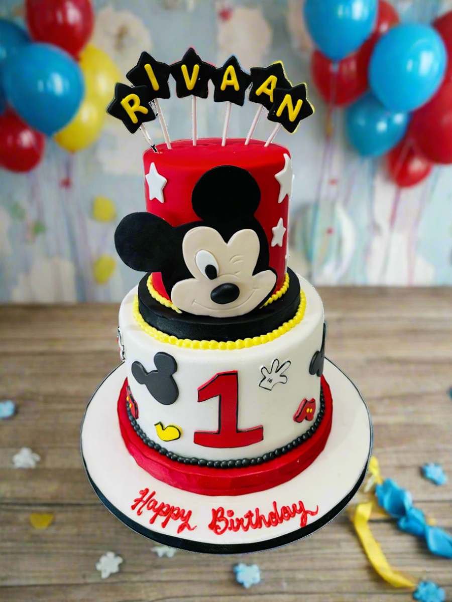 Rivaan Mickey Mouse Fondant Tiered Cake