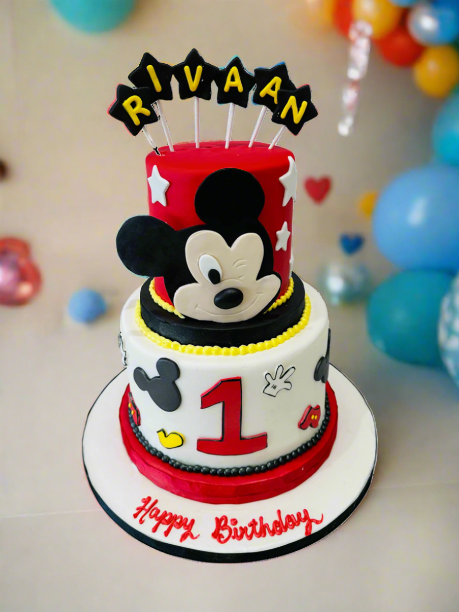 Rivaan Mickey Mouse Fondant Tiered Cake