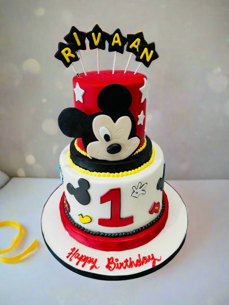 Rivaan Mickey Mouse Fondant Tiered Cake