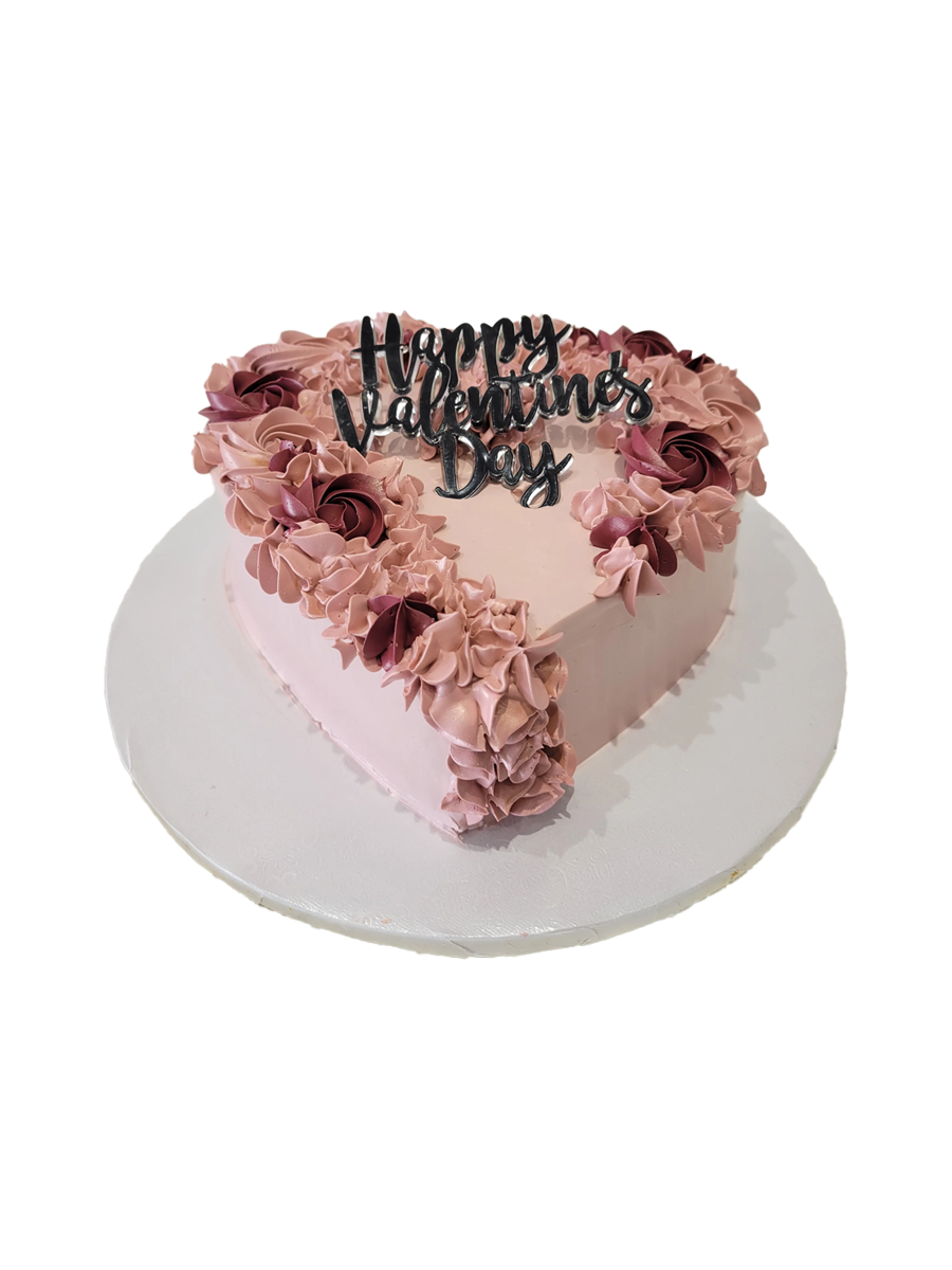 Rose Gold & Wine Heart Cake