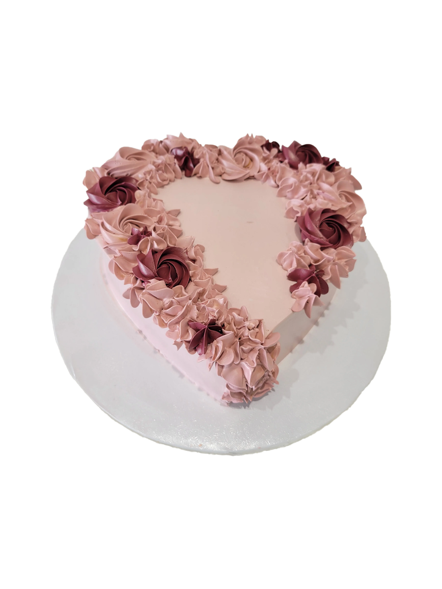 Rose Gold & Wine Heart Cake