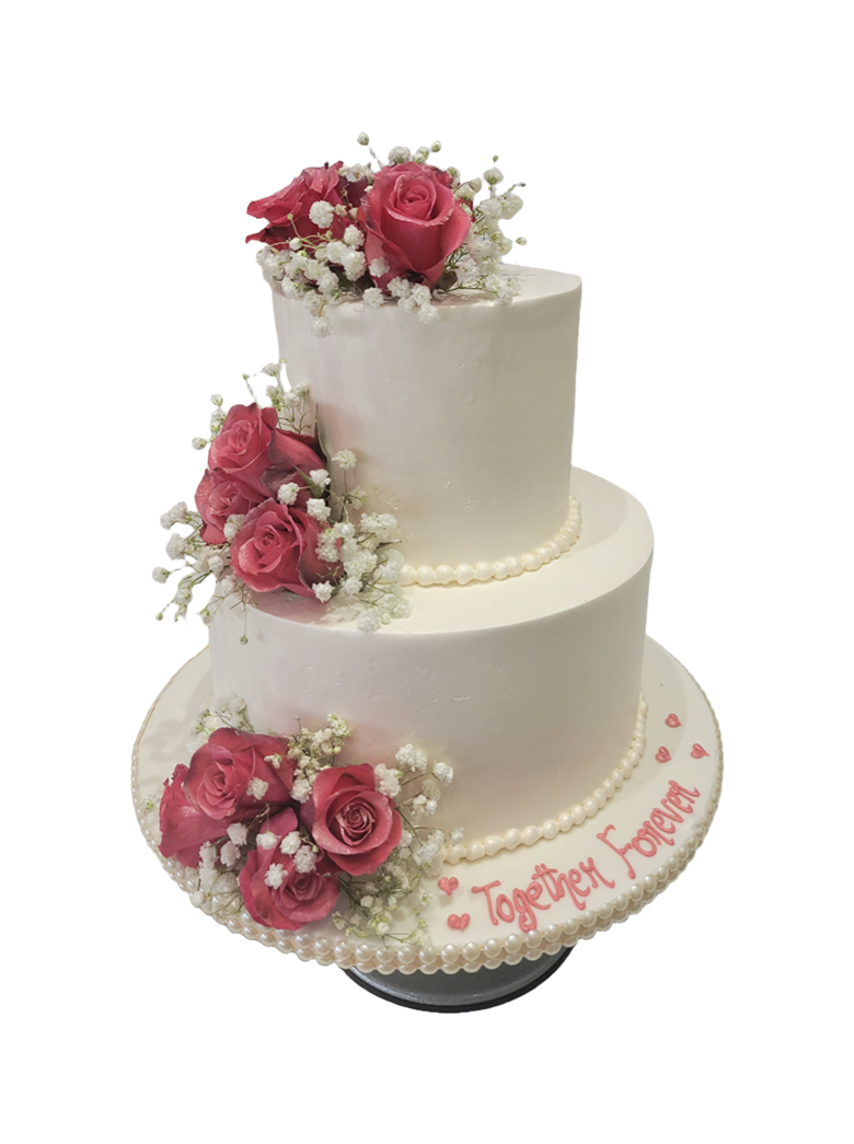 Rose Pink & Ivory Tiered Cake