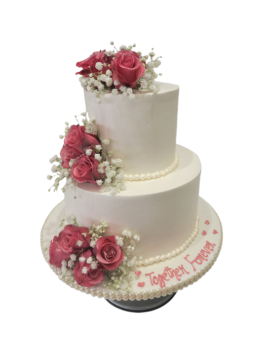 Rose Pink & Ivory Tiered Cake