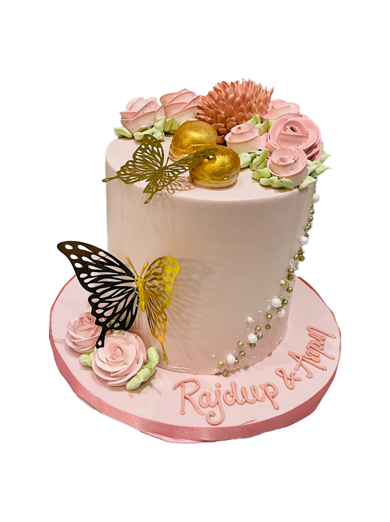 Rose Gold Butterfly Birthday Cake