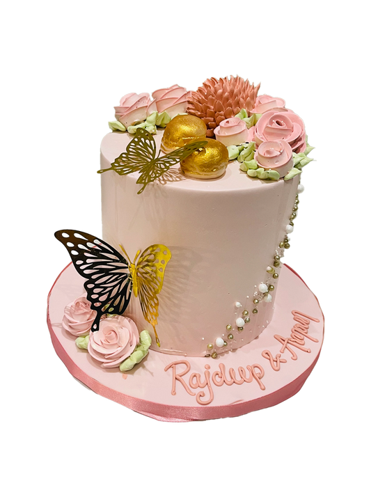 Rose Gold Butterfly Birthday Cake