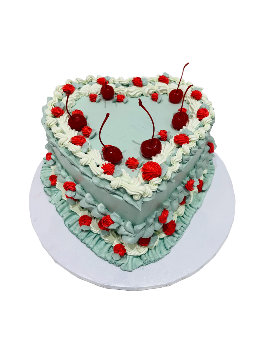 Sage Green Vintage Heart Cake