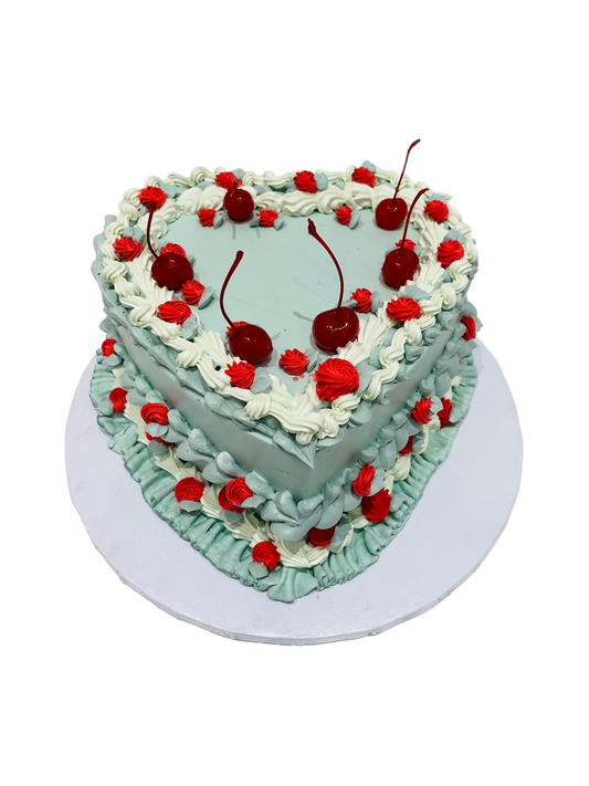 Sage Green Vintage Heart Cake