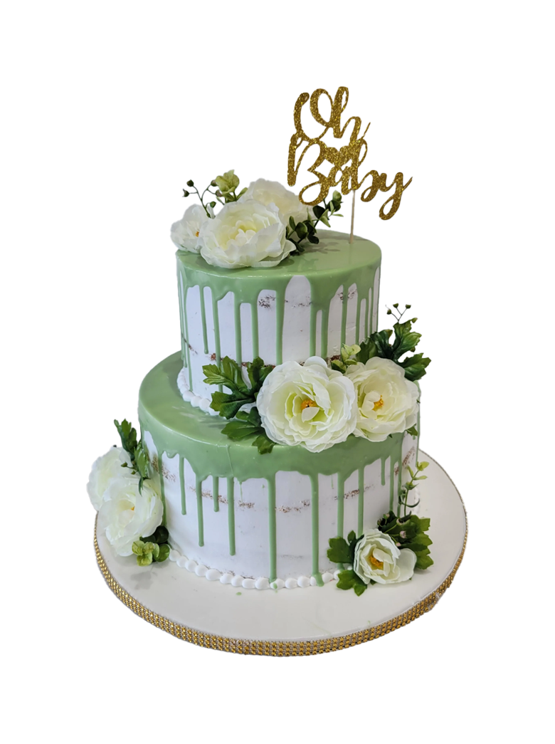 Sage Green Tiered Cream Cake