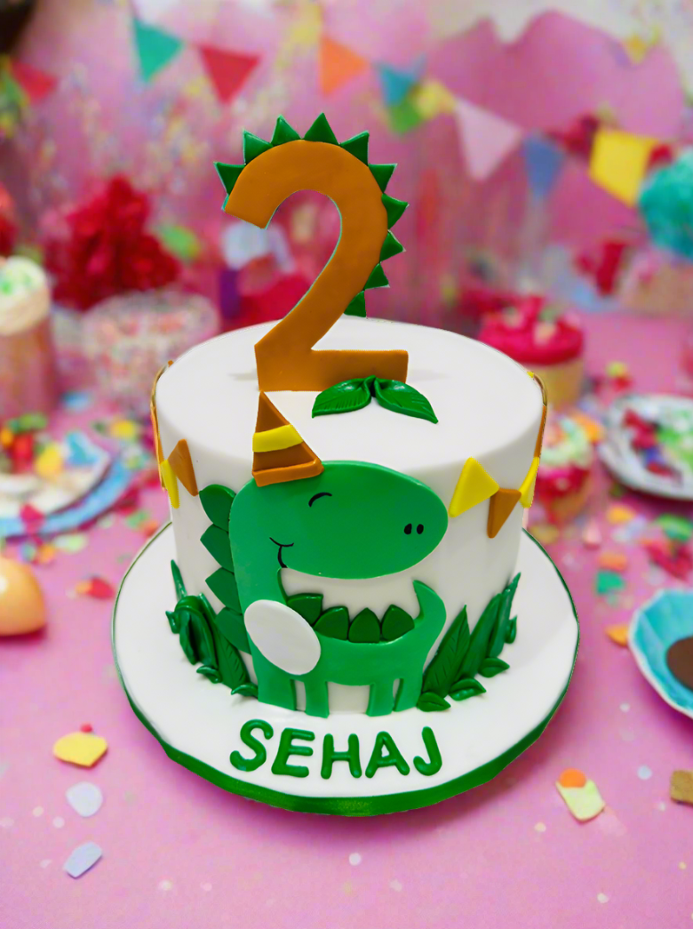 Sehaj Dinosaur Fondant Cake