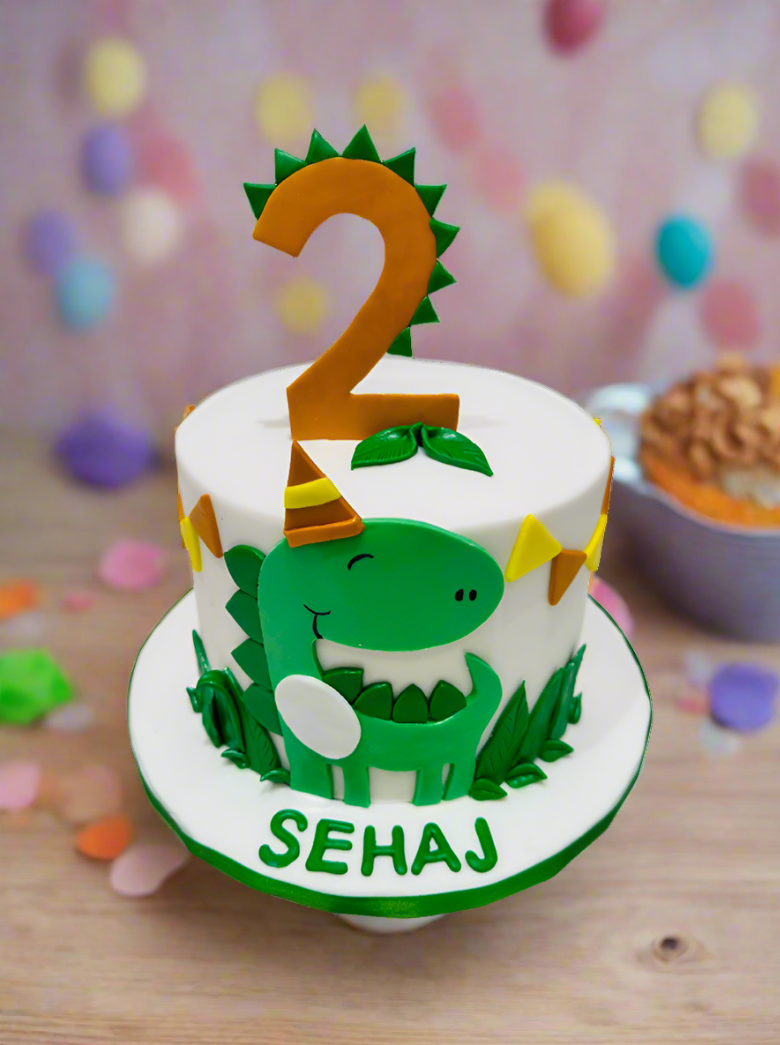 Sehaj Dinosaur Fondant Cake