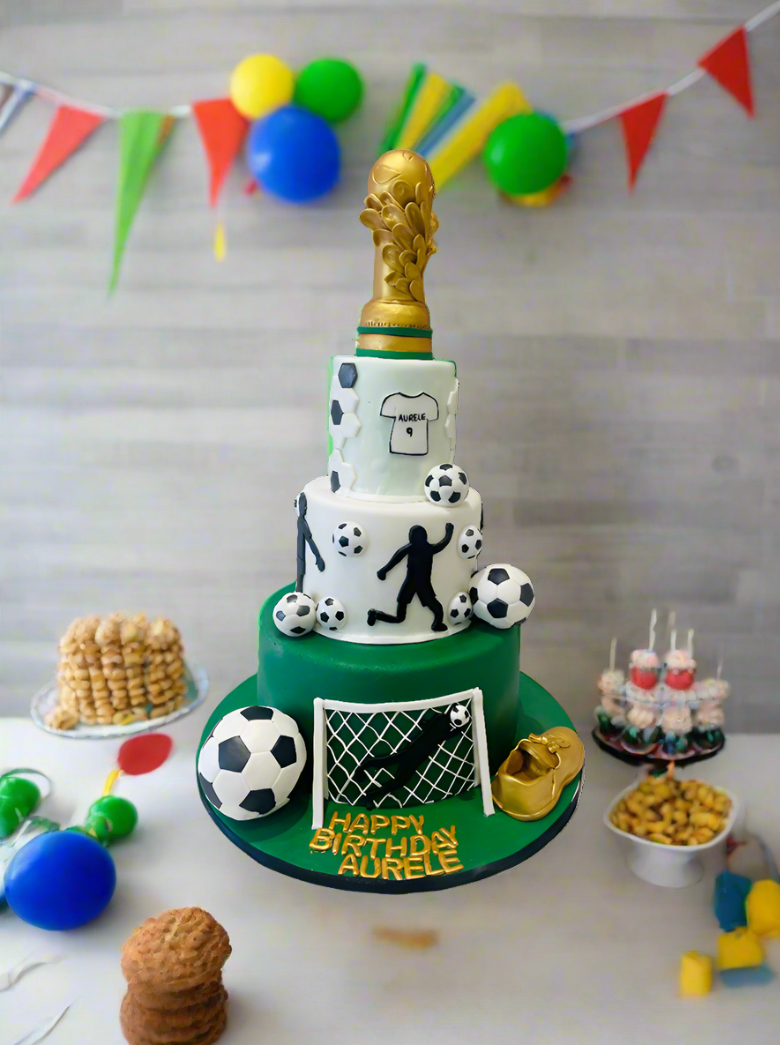 Soccer Champ Fondant Tiered Cake