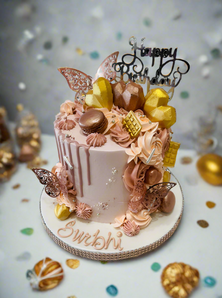 Surbhi Rosegold Butterfly Cream Cake