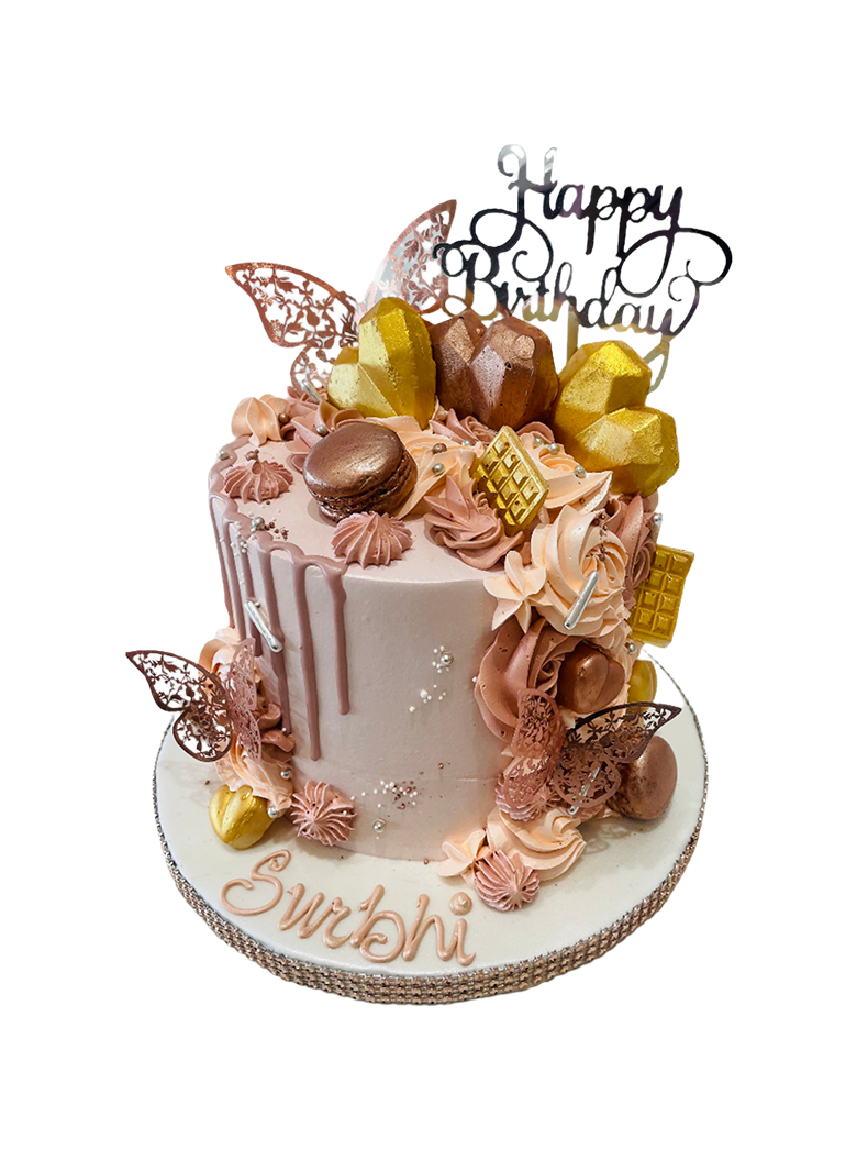 Surbhi Rosegold Butterfly Cream Cake