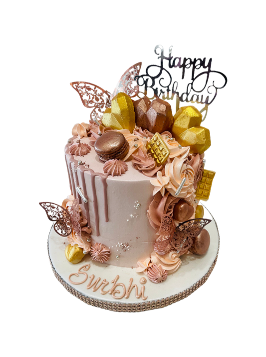 Surbhi Rosegold Butterfly Cream Cake