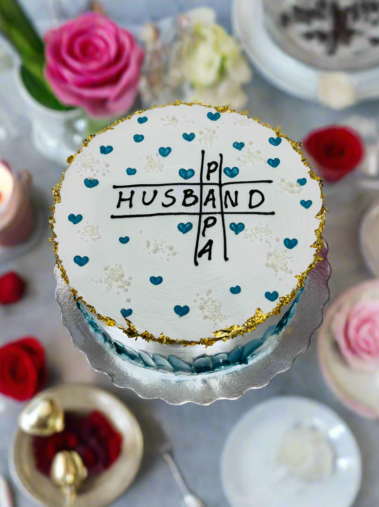 Teal Hearts Cream Cake