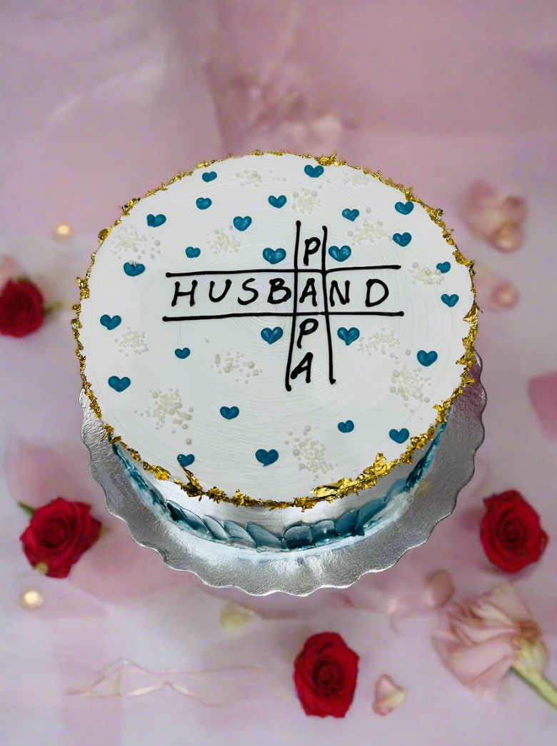 Teal Hearts Cream Cake