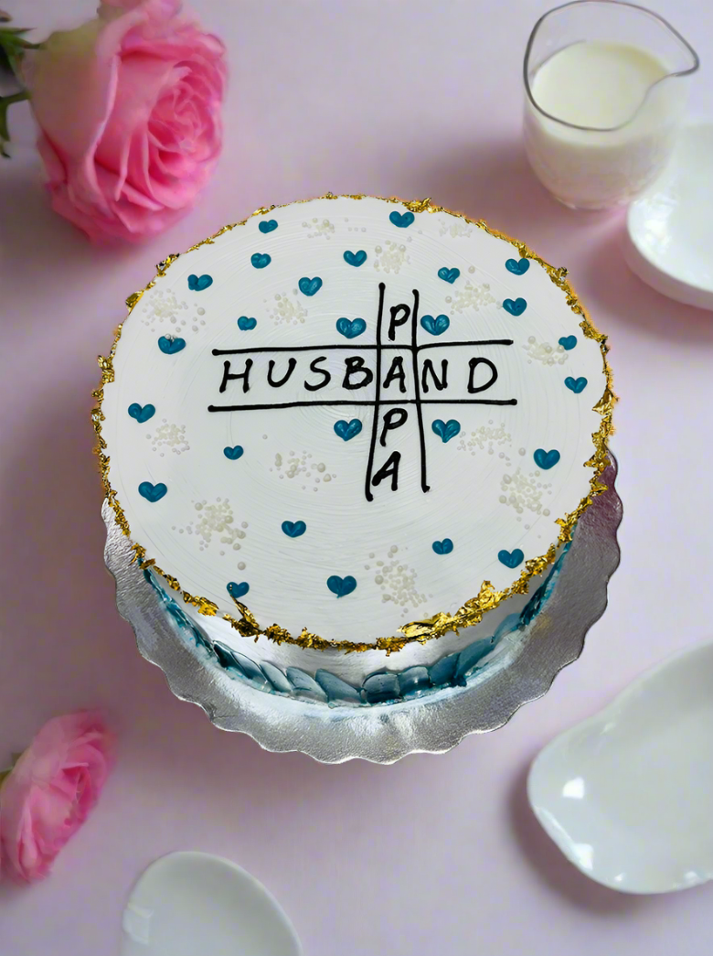 Teal Hearts Cream Cake