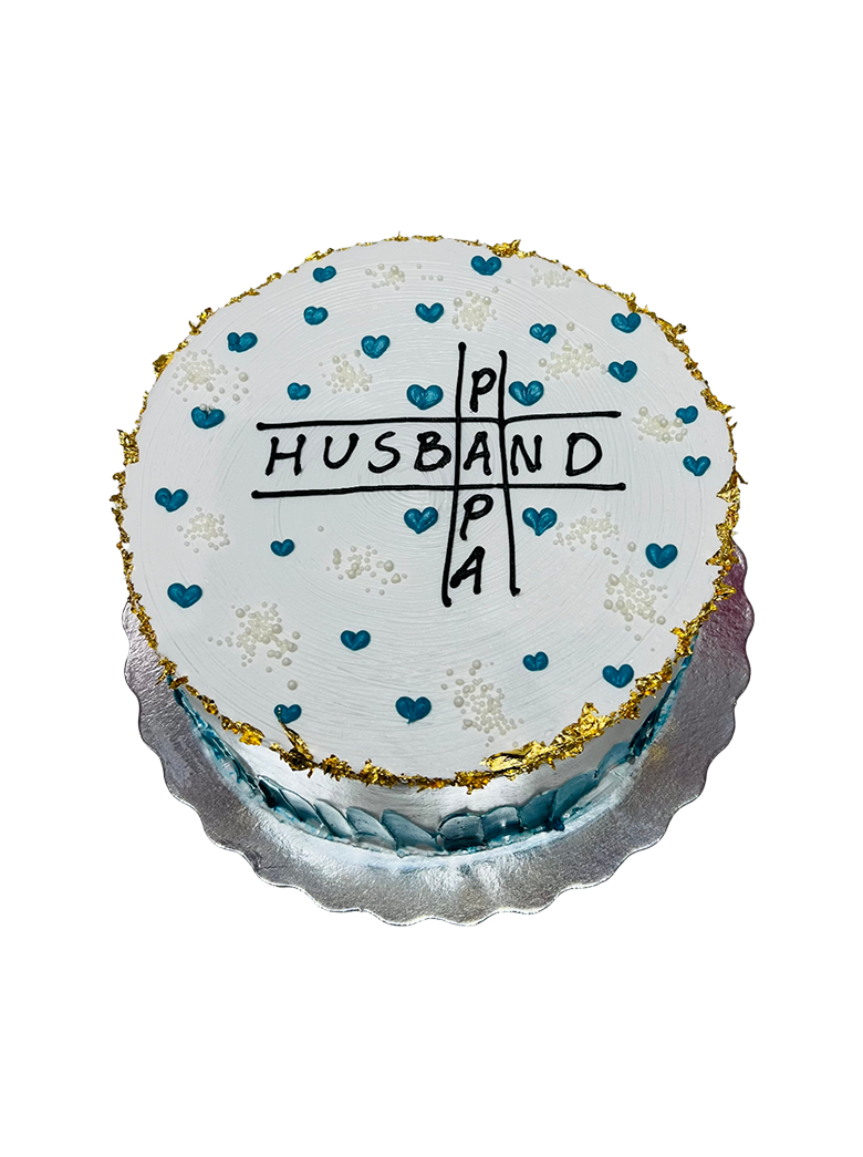 Teal Hearts Cream Cake