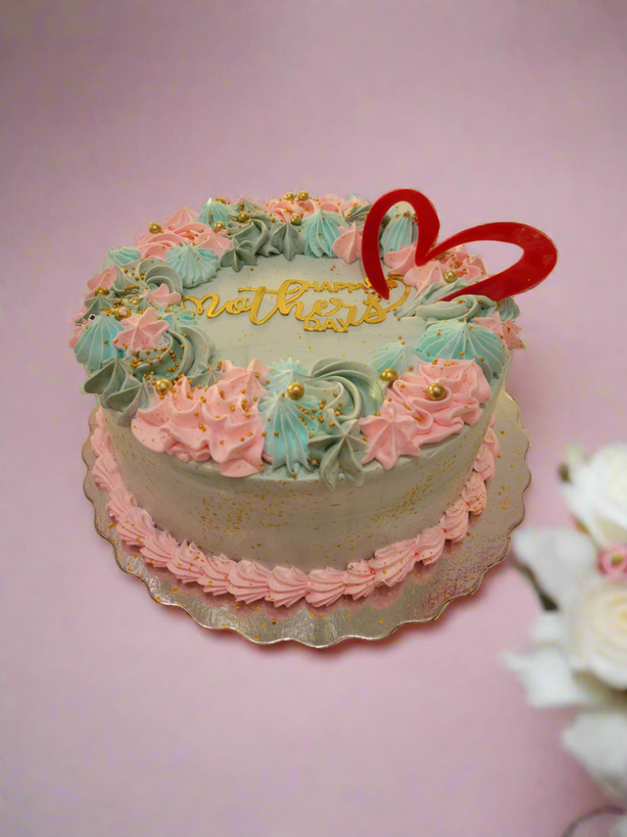 Teal & Pink Floral Mother‚Äôs Day Cake