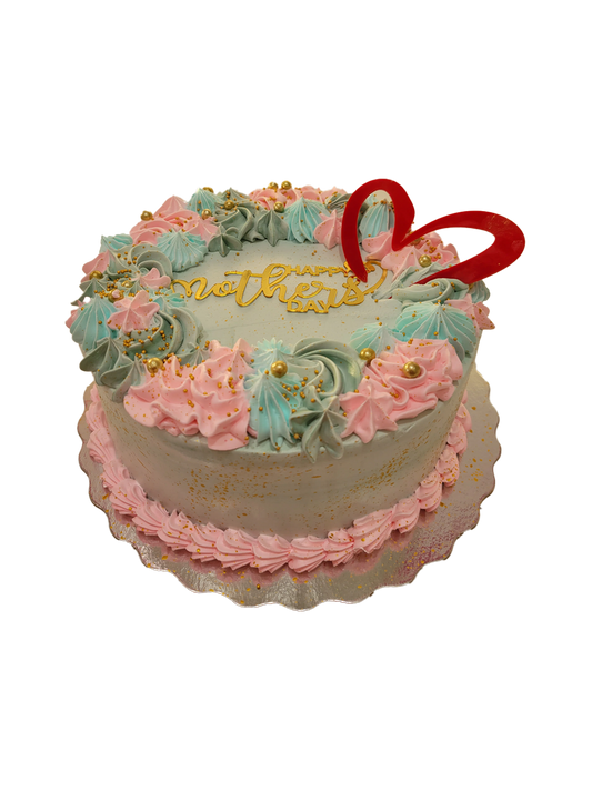 Teal & Pink Floral Mother‚Äôs Day Cake