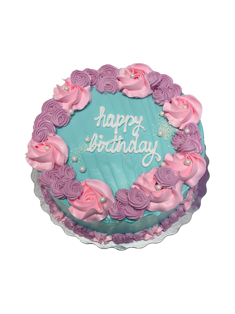Teal & Pink Rosette Cake