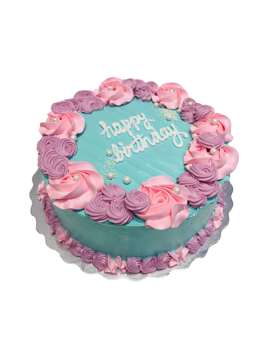 Teal & Pink Rosette Cake