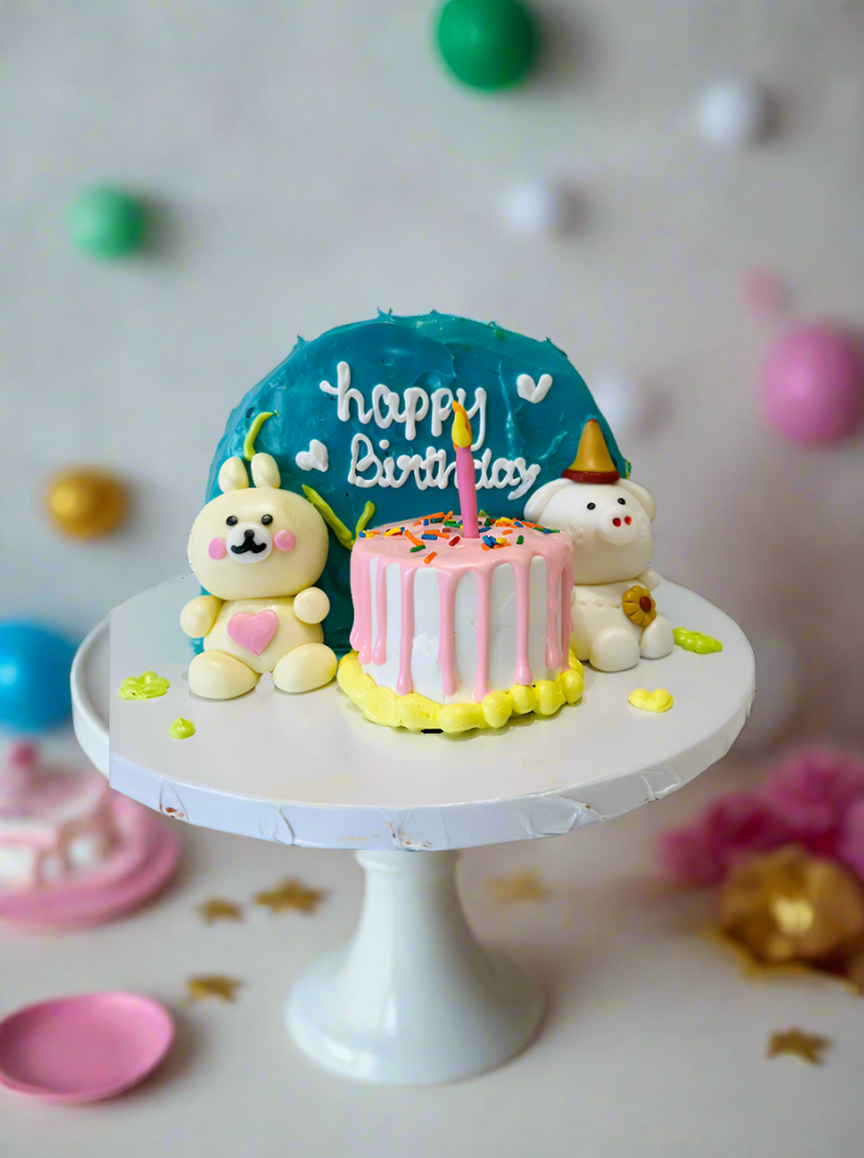 Teal Teddy Arch Birthday Cake