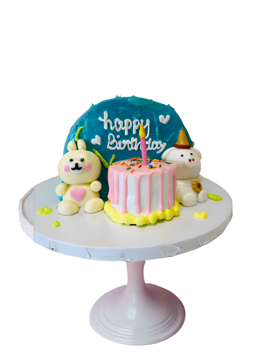 Teal Teddy Arch Birthday Cake