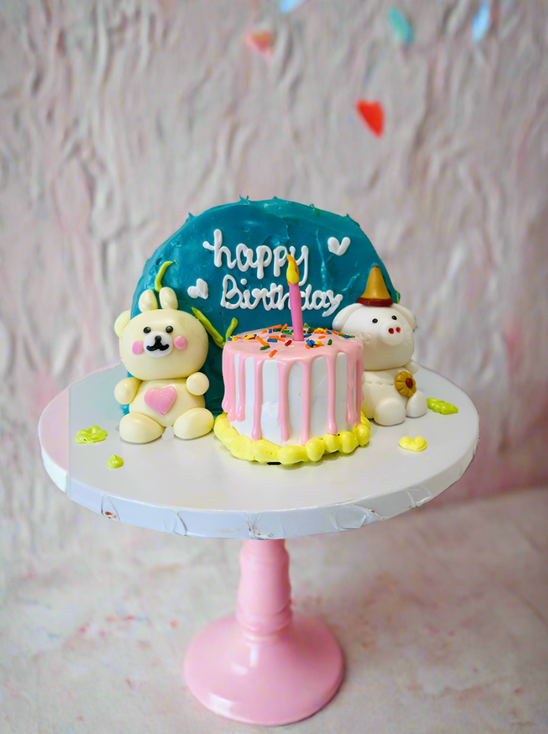 Teal Teddy Arch Birthday Cake