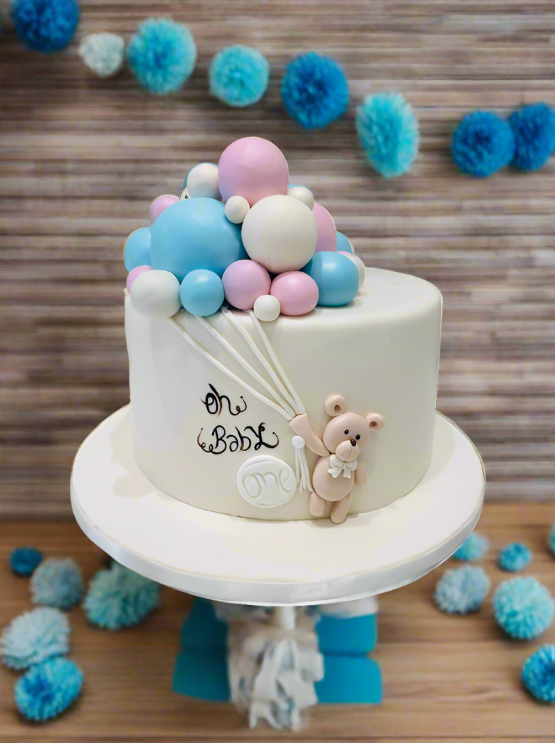 Teddy Balloon Fondant Cake