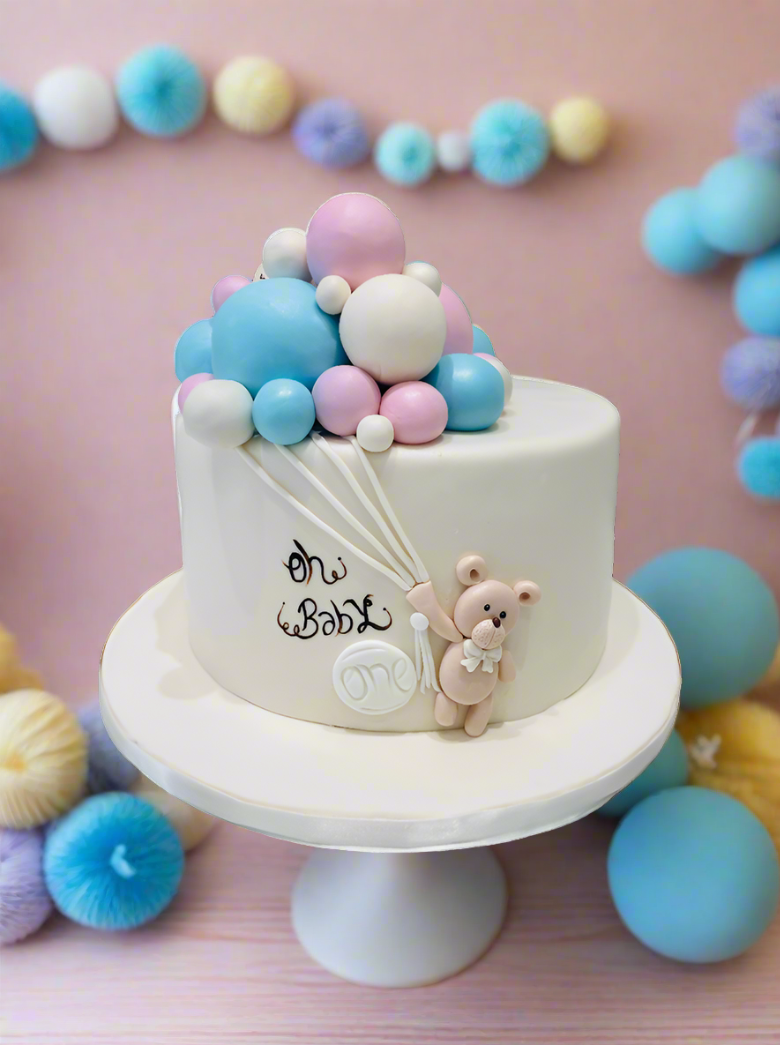 Teddy Balloon Fondant Cake