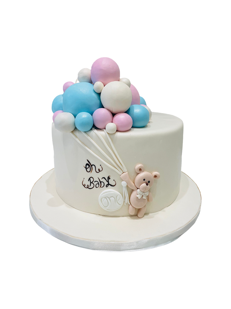 Teddy Balloon Fondant Cake