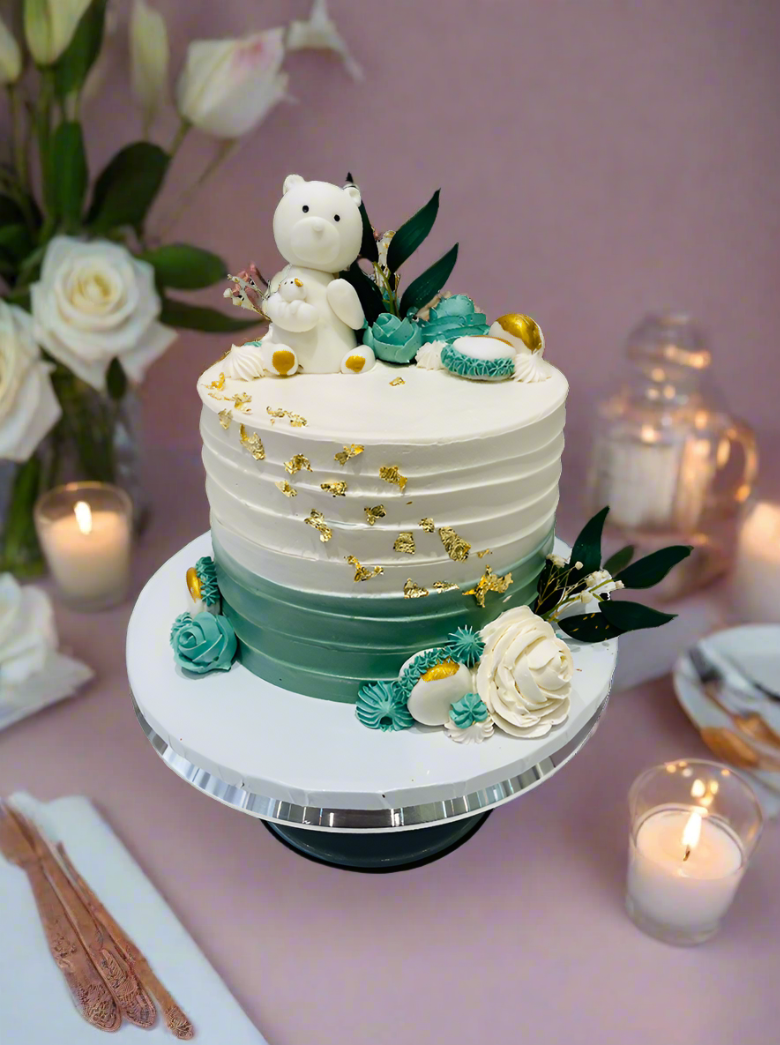 Teddy Cream Birthday Cake