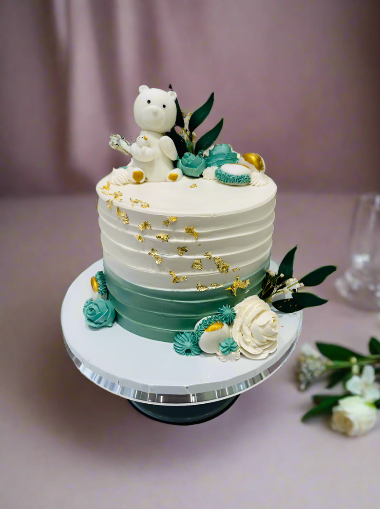 Teddy Cream Birthday Cake