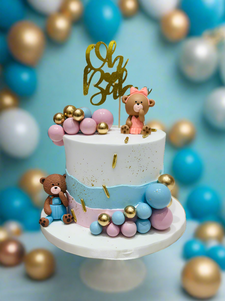 Teddy Toys Pink & Blue Cream Cake