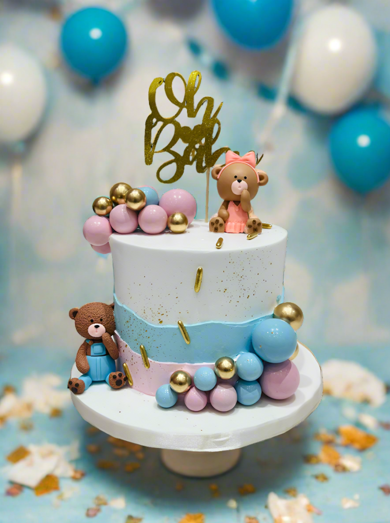 Teddy Toys Pink & Blue Cream Cake