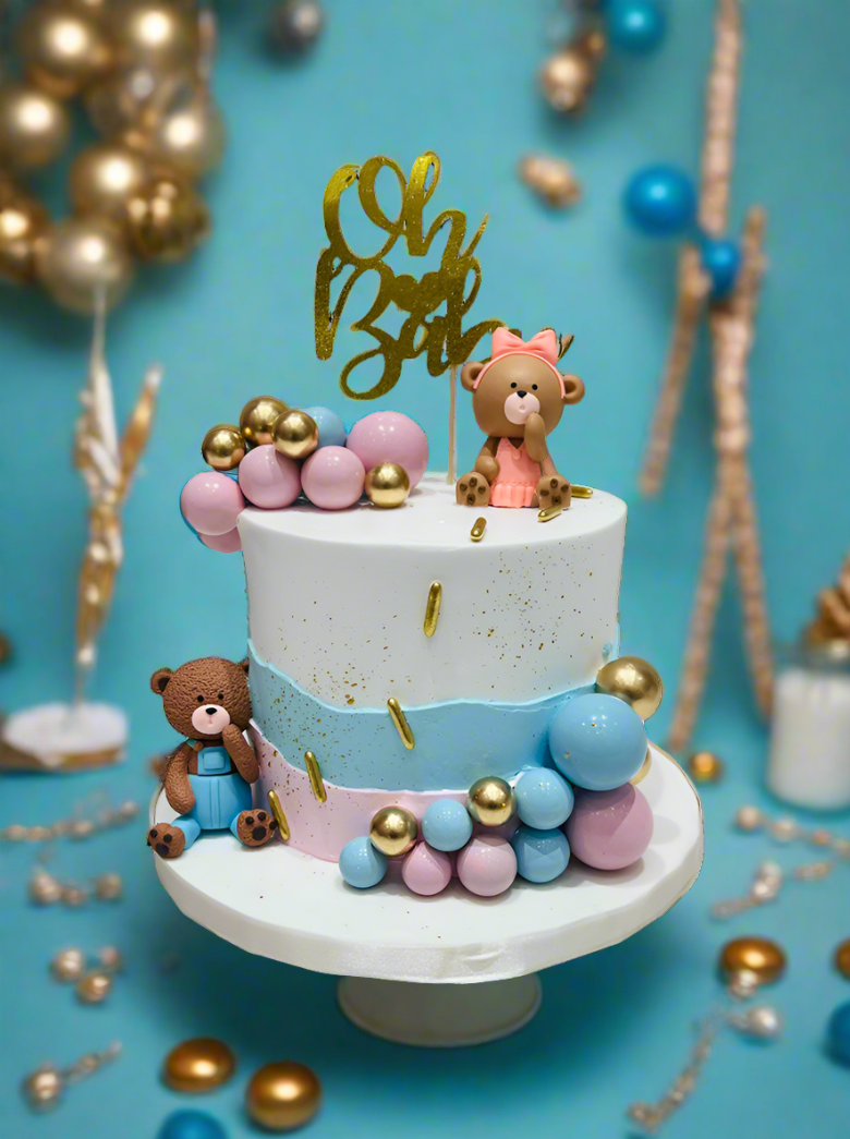 Teddy Toys Pink & Blue Cream Cake