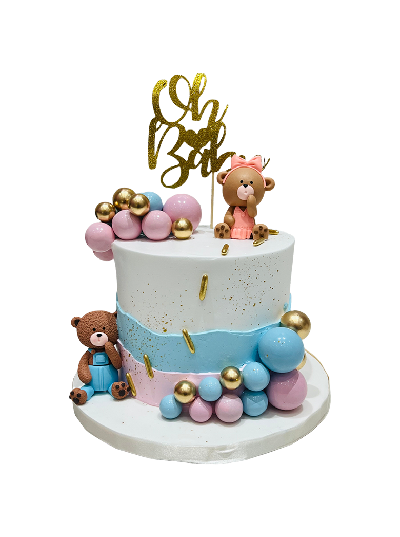 Teddy Toys Pink & Blue Cream Cake