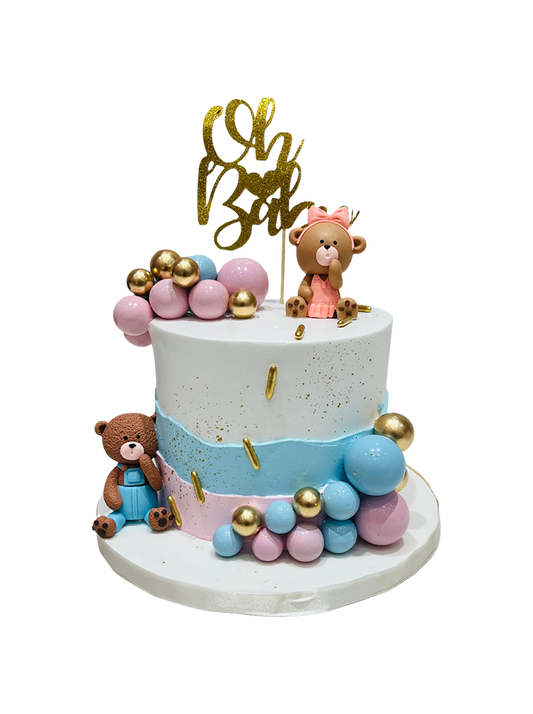 Teddy Toys Pink & Blue Cream Cake