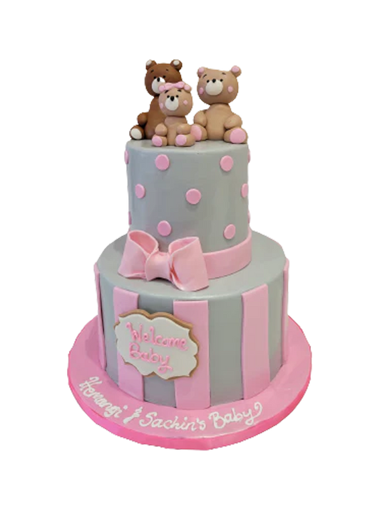 Teddy Bear Family Fondant Cake