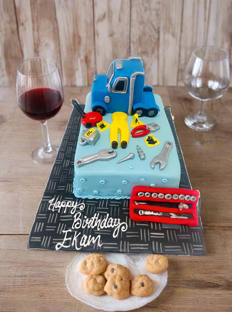 Truck Mechanic Fondant Cake
