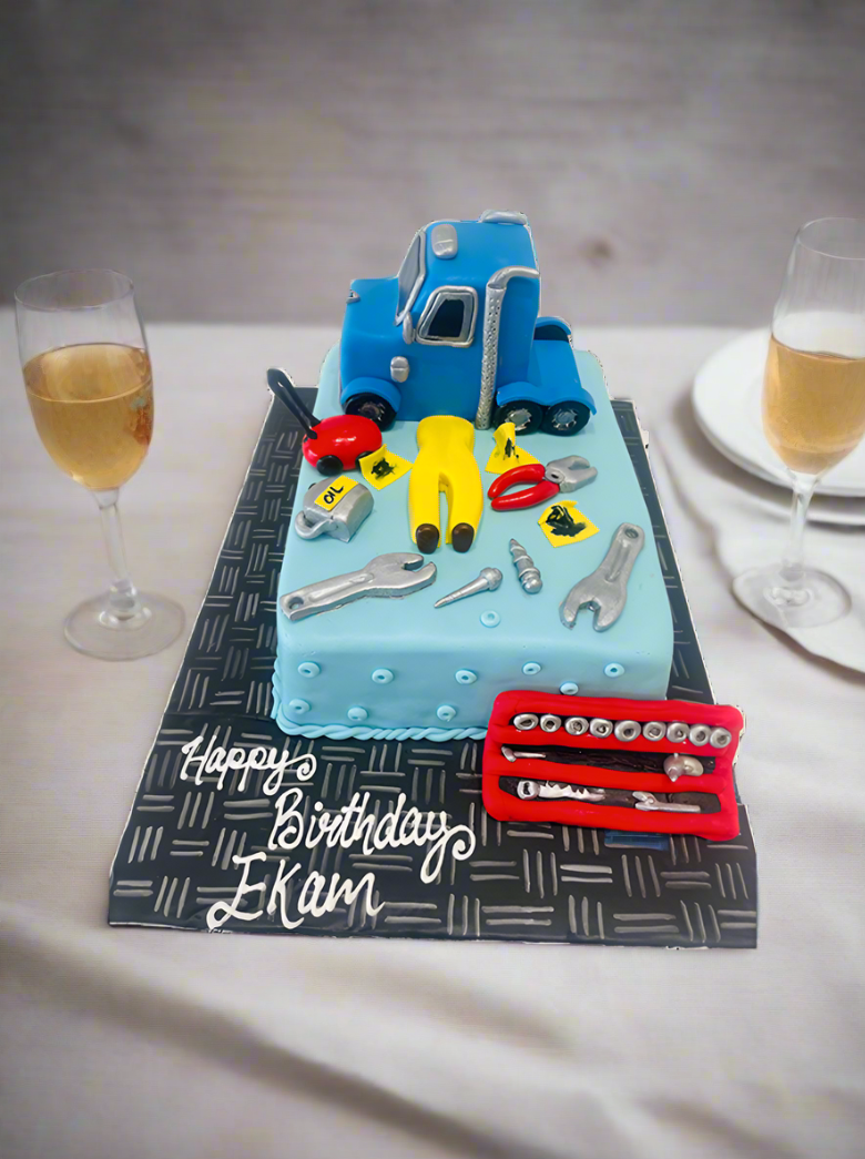Truck Mechanic Fondant Cake