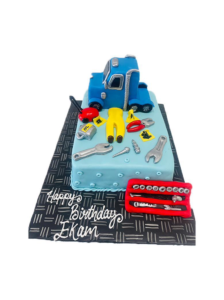 Truck Mechanic Fondant Cake