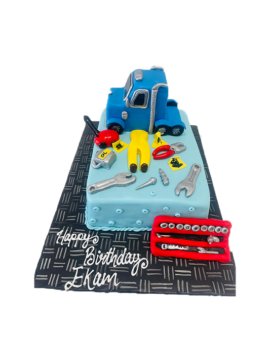 Truck Mechanic Fondant Cake