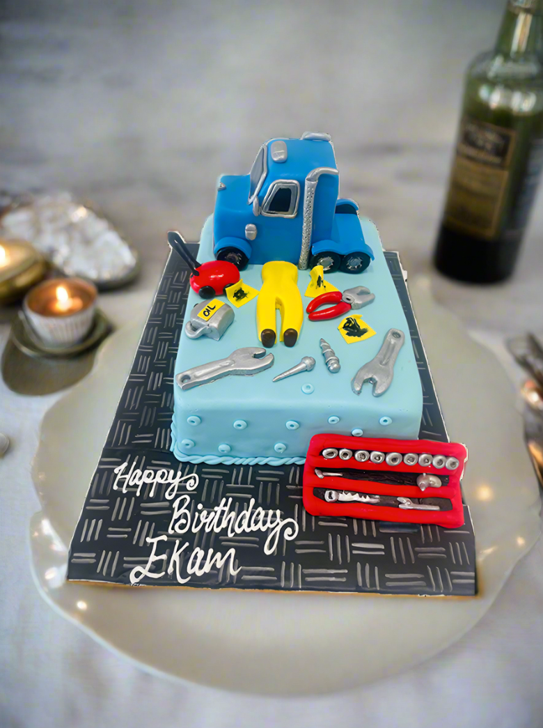 Truck Mechanic Fondant Cake