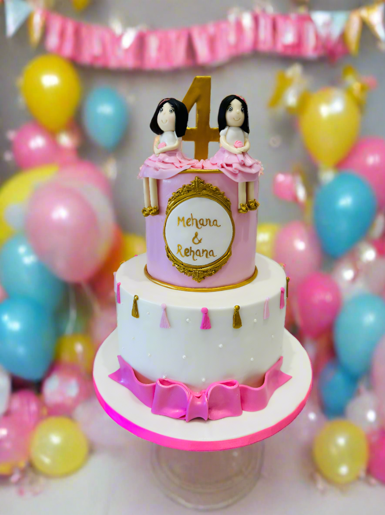 Twins Fondant Tiered Cake