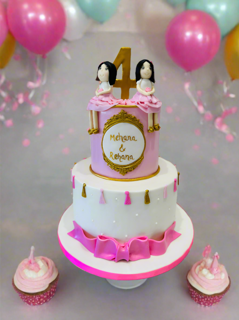 Twins Fondant Tiered Cake